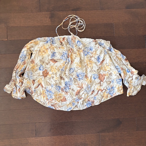 Ever New tie neck off shoulder chiffon top - Picture 1 of 2